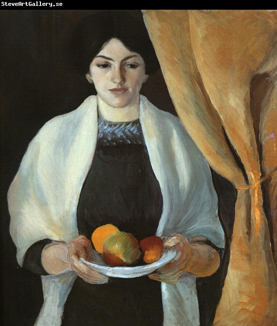 August Macke Portrait with Apples : Wife of the Artist